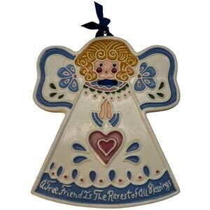 J. Duban Designs hanging Ceramic Angel 6.25" - "A True Friend...." Special Gifts
